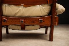 Sergio Rodrigues Moleca Lounge Chair Ottoman in Rosewood Leather Sergio Rodrigues Brazil - 4635851