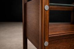 Sergio Rodrigues Pair of Sergio Rodrigues Yara Jacarand Side Tables with Glass Shelf - 4525021