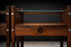 Sergio Rodrigues Pair of Sergio Rodrigues Yara Jacarand Side Tables with Glass Shelf - 4525027