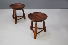 Sergio Rodrigues Rare Pair of wooden stools Mocho by sergio Rodrigues from 1950 restored - 1112448