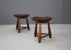 Sergio Rodrigues Rare Pair of wooden stools Mocho by sergio Rodrigues from 1950 restored - 1112449