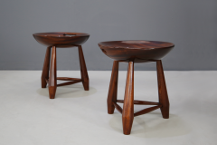 Sergio Rodrigues Rare Pair of wooden stools Mocho by sergio Rodrigues from 1950 restored - 1112450