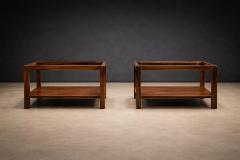 Sergio Rodrigues Sergio Rodrigues Pair of Brazilian Rosewood White Marble Side Tables 1960s - 4659582