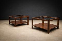 Sergio Rodrigues Sergio Rodrigues Pair of Brazilian Rosewood White Marble Side Tables 1960s - 4659584