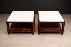 Sergio Rodrigues Sergio Rodrigues Pair of Brazilian Rosewood White Marble Side Tables 1960s - 4659585