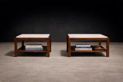 Sergio Rodrigues Sergio Rodrigues Pair of Brazilian Rosewood White Marble Side Tables 1960s - 4659588