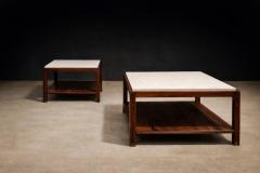 Sergio Rodrigues Sergio Rodrigues Pair of Brazilian Rosewood and White Marble Side Tables - 4531105