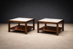 Sergio Rodrigues Sergio Rodrigues Pair of Brazilian Rosewood and White Marble Side Tables - 4531106