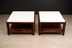 Sergio Rodrigues Sergio Rodrigues Pair of Brazilian Rosewood and White Marble Side Tables - 4531110