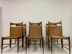Sergio Rodrigues Set Of Six Rosewood And Leather Dining Chairs By Sergio Rodrigues - 2672822