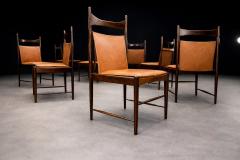 Sergio Rodrigues Set of 10 Cantu Dining Chairs by Sergio Rodrigues Rosewood Original Leather - 4455641