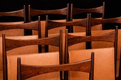 Sergio Rodrigues Set of 10 Cantu Dining Chairs by Sergio Rodrigues Rosewood Original Leather - 4455643