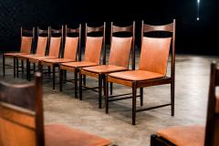 Sergio Rodrigues Set of 10 Cantu Dining Chairs by Sergio Rodrigues Rosewood Original Leather - 4455645