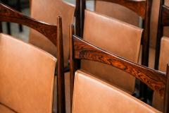 Sergio Rodrigues Set of 10 Cantu Dining Chairs by Sergio Rodrigues Rosewood Original Leather - 4455646