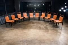 Sergio Rodrigues Set of 10 Cantu Dining Chairs by Sergio Rodrigues Rosewood Original Leather - 4455647