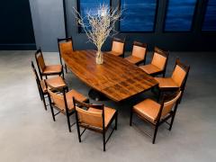 Sergio Rodrigues Set of 10 Cantu Dining Chairs by Sergio Rodrigues Rosewood Original Leather - 4455649