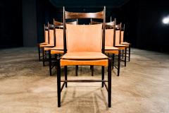 Sergio Rodrigues Set of 10 Cantu Dining Chairs by Sergio Rodrigues Rosewood Original Leather - 4455651