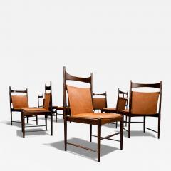 Sergio Rodrigues Set of 10 Cantu Dining Chairs by Sergio Rodrigues Rosewood Original Leather - 4490871