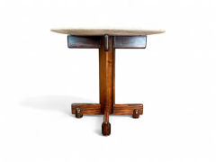 Sergio Rodrigues Side Table Alex in Hardwood Marble Chrome Sergio Rodrigues 1960s - 3962072