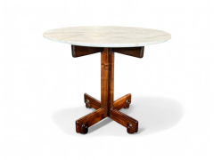 Sergio Rodrigues Side Table Alex in Hardwood Marble Chrome Sergio Rodrigues 1960s - 3962095