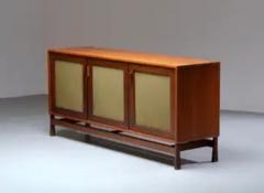 Sergio Rodrigues Three door Sideboard in different sorts of Wood and Felt Italy 1960s - 3927841