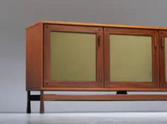 Sergio Rodrigues Three door Sideboard in different sorts of Wood and Felt Italy 1960s - 3927844