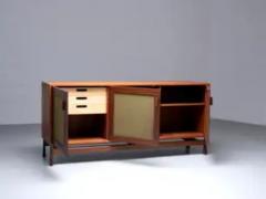 Sergio Rodrigues Three door Sideboard in different sorts of Wood and Felt Italy 1960s - 3927845