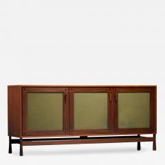 Sergio Rodrigues Three door Sideboard in different sorts of Wood and Felt Italy 1960s - 3931125