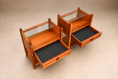 Sergio Rodrigues Yara Side Tables in Freij Wood with Drawers and Glass Tops Lot 895A - 4797621