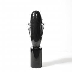 Sergio Rossi Mid Century Hand Blown Murano Black Glass Head Sculpture signed Sergio Rossi - 4622663