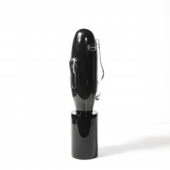 Sergio Rossi Mid Century Hand Blown Murano Black Glass Head Sculpture signed Sergio Rossi - 4622689