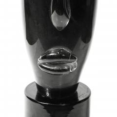 Sergio Rossi Mid Century Hand Blown Murano Black Glass Head Sculpture signed Sergio Rossi - 4622693