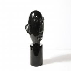 Sergio Rossi Mid Century Hand Blown Murano Black Glass Head Sculpture signed Sergio Rossi - 4622668
