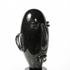 Sergio Rossi Mid Century Hand Blown Murano Black Glass Head Sculpture signed Sergio Rossi - 4622669
