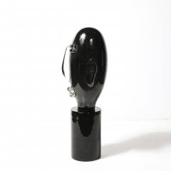 Sergio Rossi Mid Century Hand Blown Murano Black Glass Head Sculpture signed Sergio Rossi - 4622700