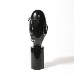 Sergio Rossi Mid Century Hand Blown Murano Black Glass Head Sculpture signed Sergio Rossi - 4622703