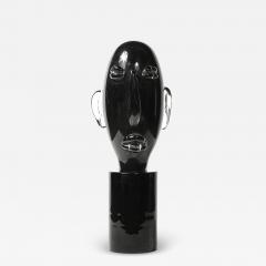 Sergio Rossi Mid Century Hand Blown Murano Black Glass Head Sculpture signed Sergio Rossi - 4623416