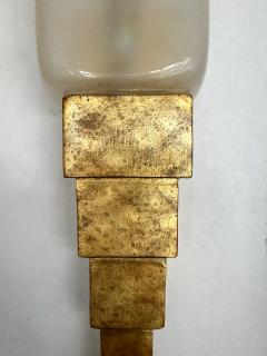 Sergio Terzani Pair of Gold Leaf Murano Glass and Gilt Wood Sconces by Terzani Italy 1990s - 3995154