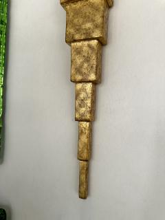 Sergio Terzani Pair of Gold Leaf Murano Glass and Gilt Wood Sconces by Terzani Italy 1990s - 3995161