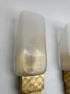 Sergio Terzani Pair of Gold Leaf Murano Glass and Gilt Wood Sconces by Terzani Italy 1990s - 3995163