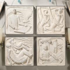 Series of Four Chuck Dodson Cast Concrete Art Deco Wall Plaques - 4792612
