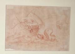 Serpent Galleon Red Chalk on Paper in GiltWood Frame - 2902953