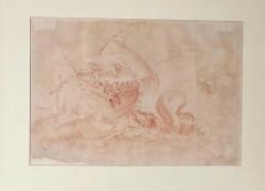 Serpent Galleon Red Chalk on Paper in GiltWood Frame - 2902958