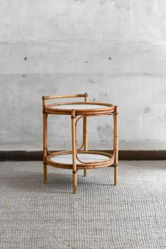 Service Table in Bamboo with white lacquered shelves and brass feet Italy 1970 - 3843369