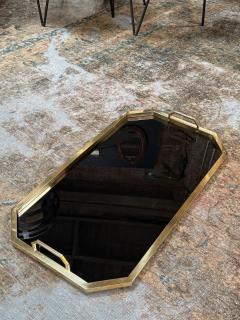 Serving Tray in brass and black glass Italy 70s - 4253362