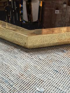 Serving Tray in brass and black glass Italy 70s - 4253364