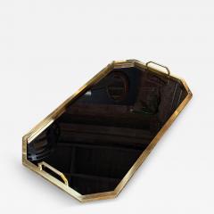 Serving Tray in brass and black glass Italy 70s - 4256434