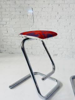 Set 3 Lucite and Chrome Barstools by Luigi Bardini for Miniforms Italy 1970 - 4310308