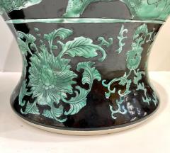 Set 3 Mid 20th Century Chinese Export Black Green Tall Baluster Jars with Cover - 3974902