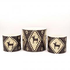 Set 3 Vintage Cache Pots Inspired by Indian Design circa 1970 - 3020872